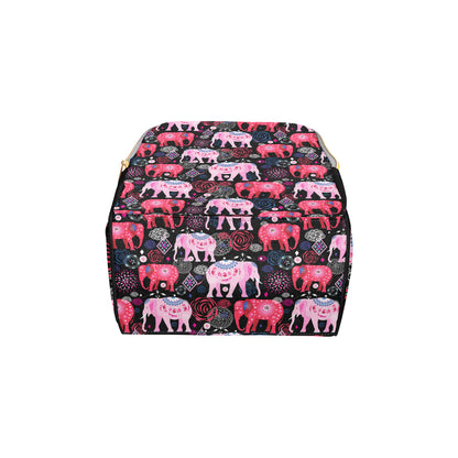 Pink Elephant Pattern Diaper Bag Backpack
