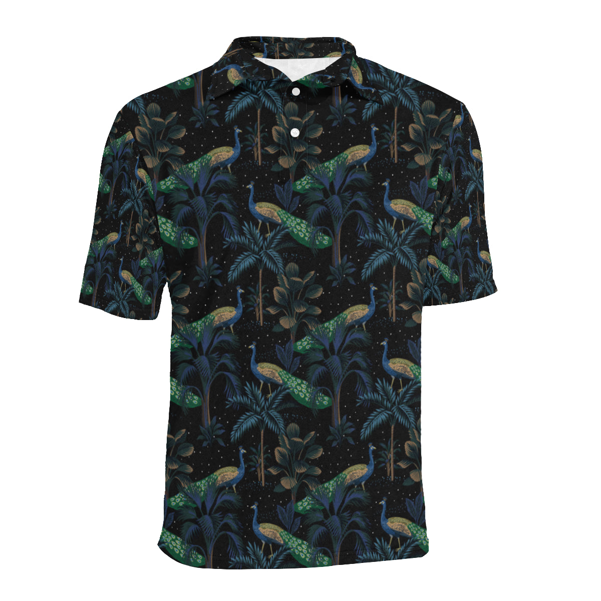 Rainforest Peacock Pattern Print Design A04 Men Polo Shirt