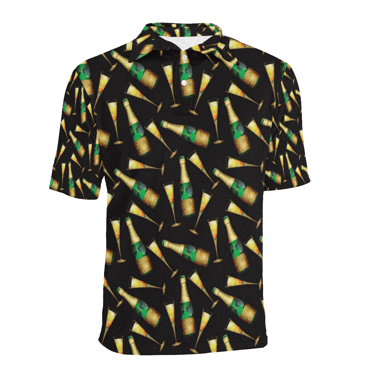 Champagne Pattern Print Design 02 Men Polo Shirt