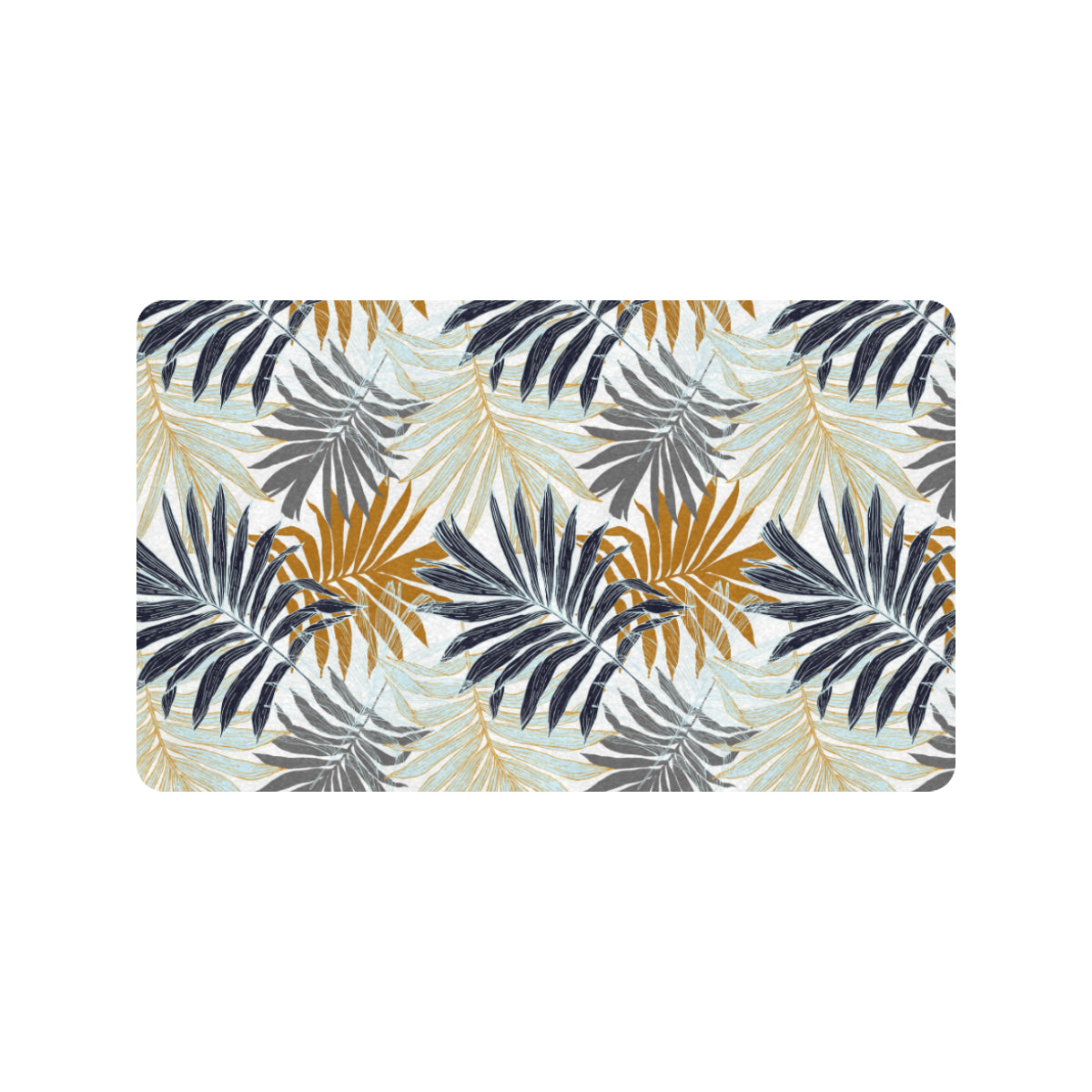 Colorful Tropical Palm Leaves Rubber Doormat