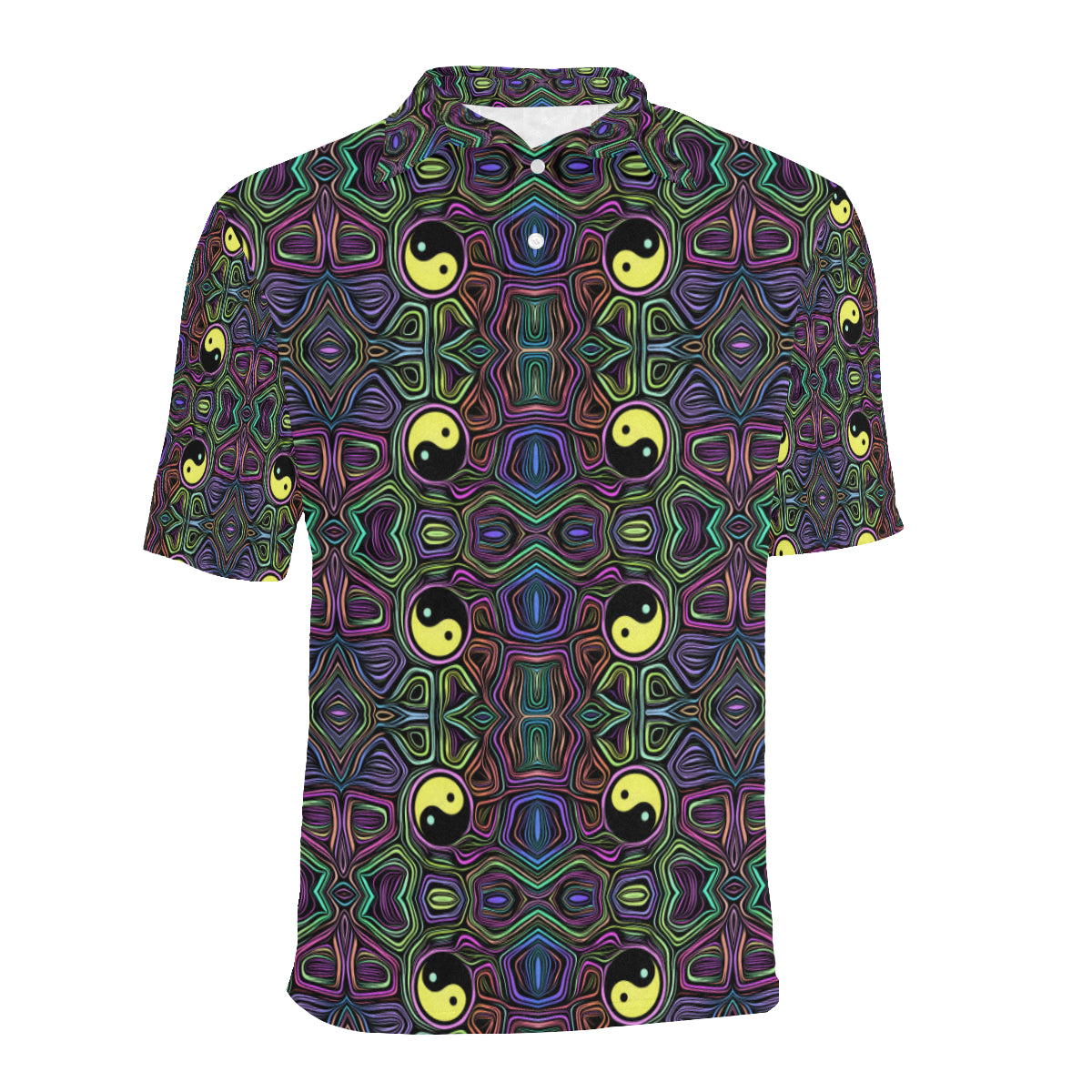 Yin Yang Neon Color Design Print Men Polo Shirt