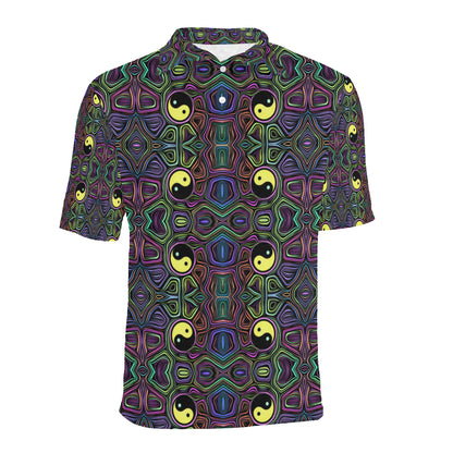 Yin Yang Neon Color Design Print Men Polo Shirt