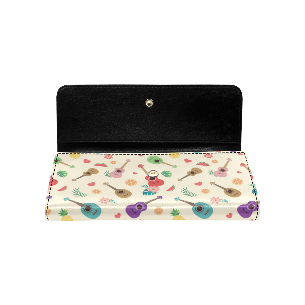 Ukulele Pattern Print Design 01 Women's Trifold Wallet