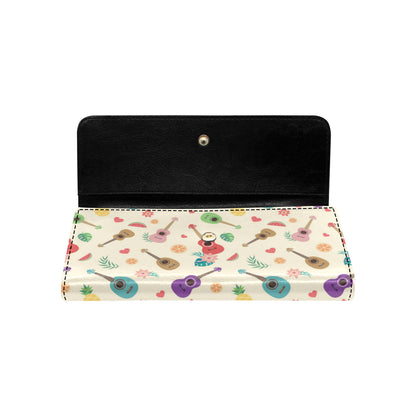 Ukulele Pattern Print Design 01 Women's Trifold Wallet