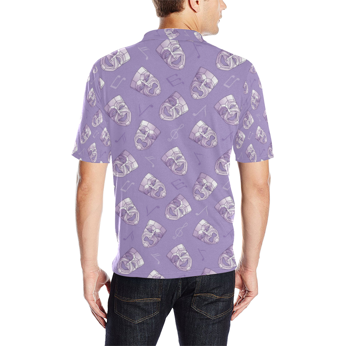 Acting Mask Pattern Print Design 05 Men Polo Shirt