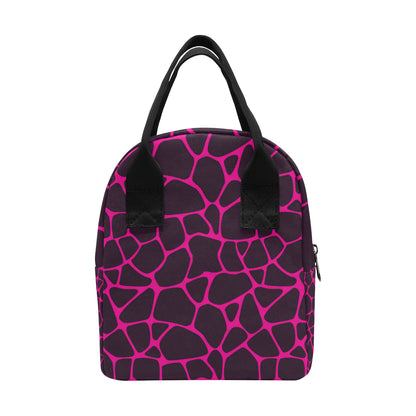 Giraffe Pink Background Texture Print Insulated Lunch Bag
