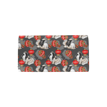 Japanese Chin Pattern Print Design 02 Women's Trifold Wallet