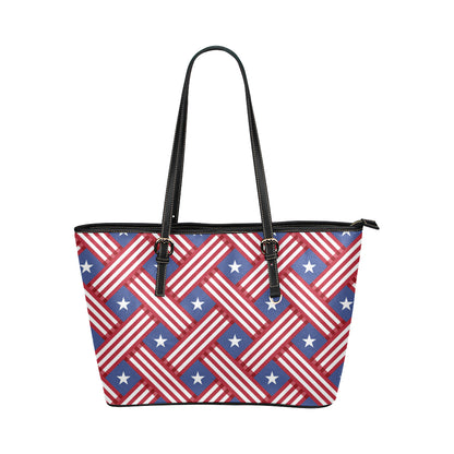 American flag Pattern Leather Tote Bag
