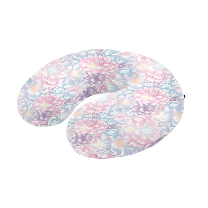 Dahlia Pattern Print Design 01 U-Shaped Travel Neck Pillow