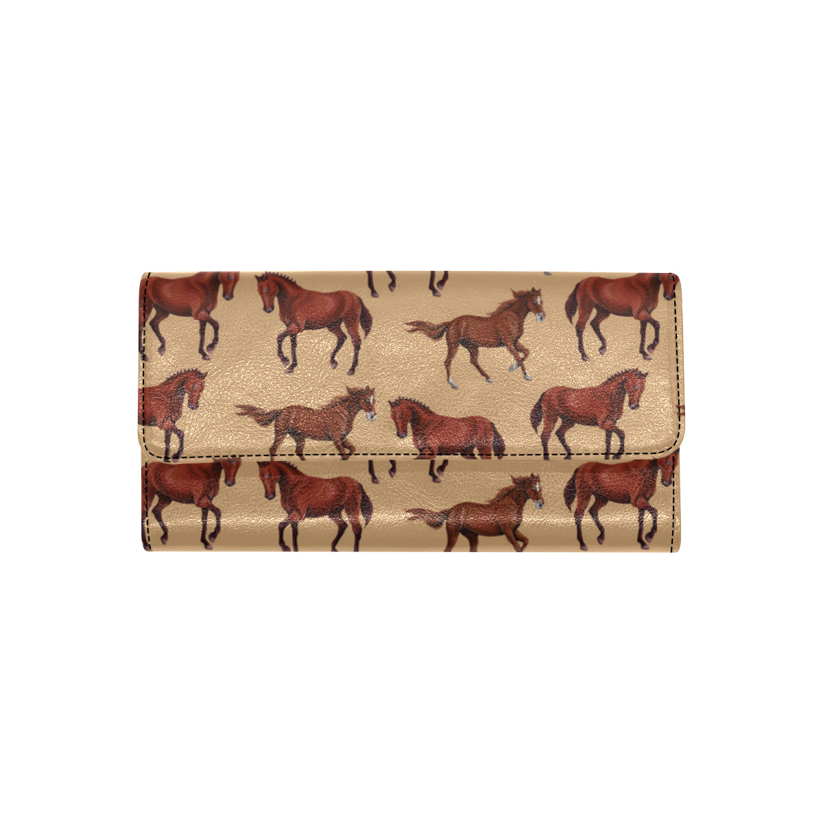 Brown Horse Print Pattern Women's Trifold Wallet