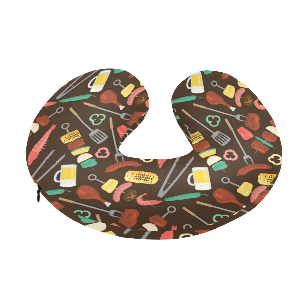 Barbecue Pattern Print Design 05 U-Shaped Travel Neck Pillow