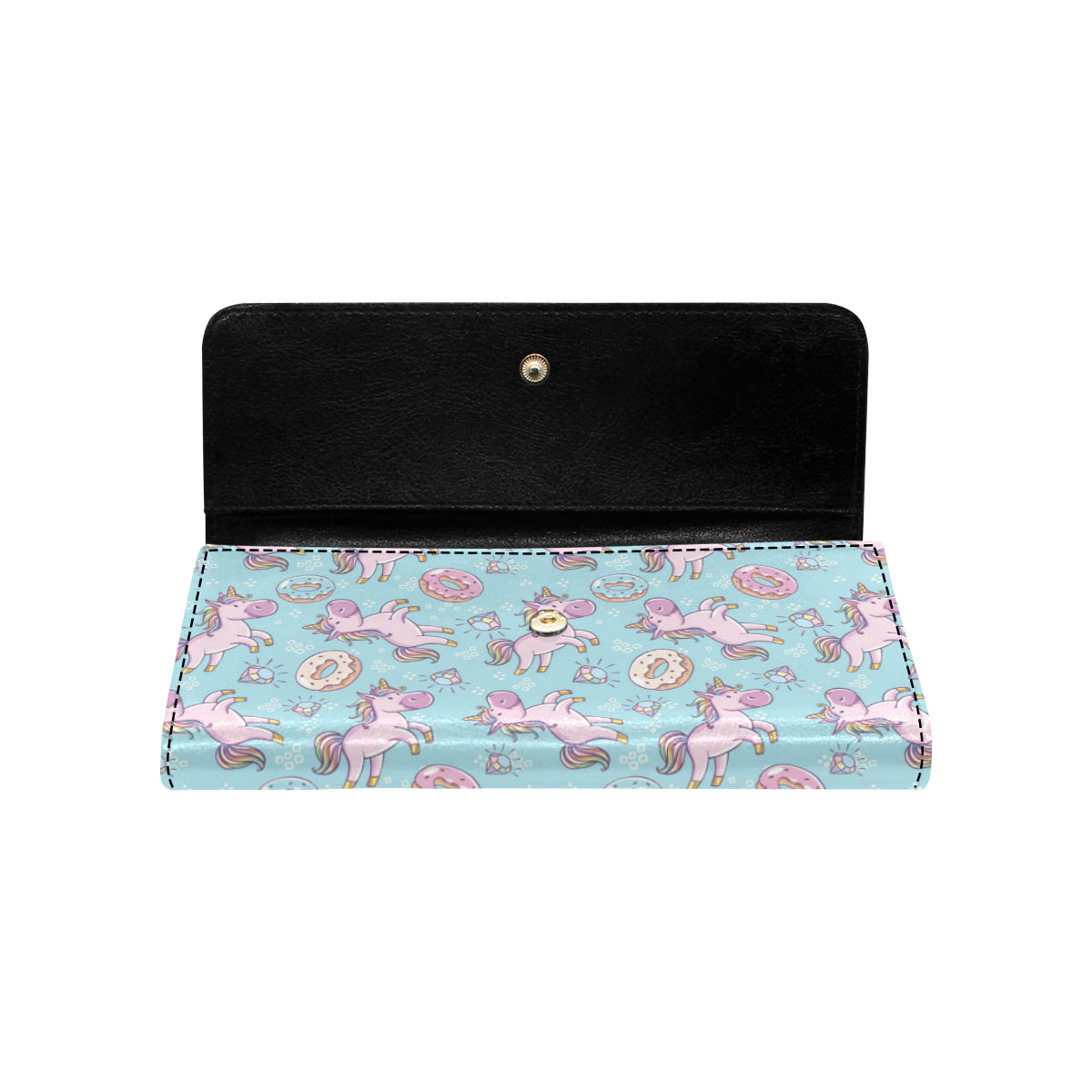 Donut Unicorn Pattern Print Design DN016 Women's Trifold Wallet