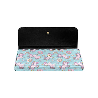 Donut Unicorn Pattern Print Design DN016 Women's Trifold Wallet