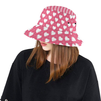 Heart Pattern Print Design HE07 Unisex Bucket Hat