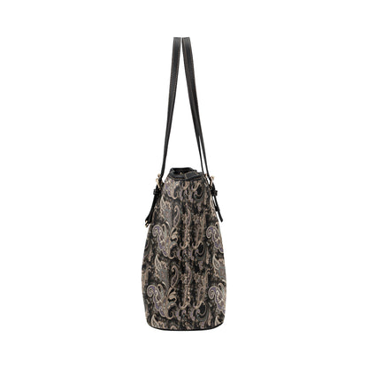 Paisley Mandala Design Print Leather Tote Bag