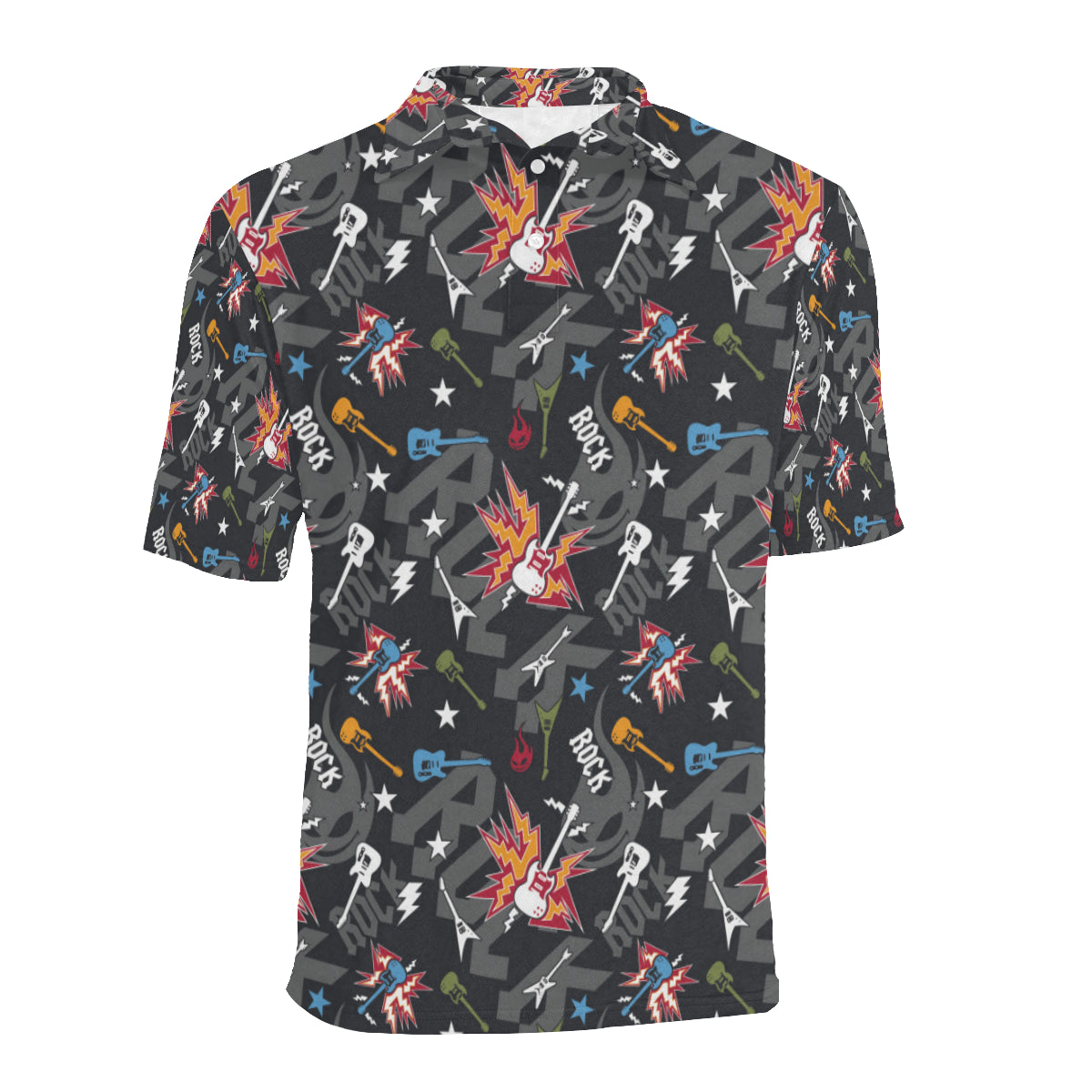 Rock and Roll Pattern Print Design A01 Men Polo Shirt