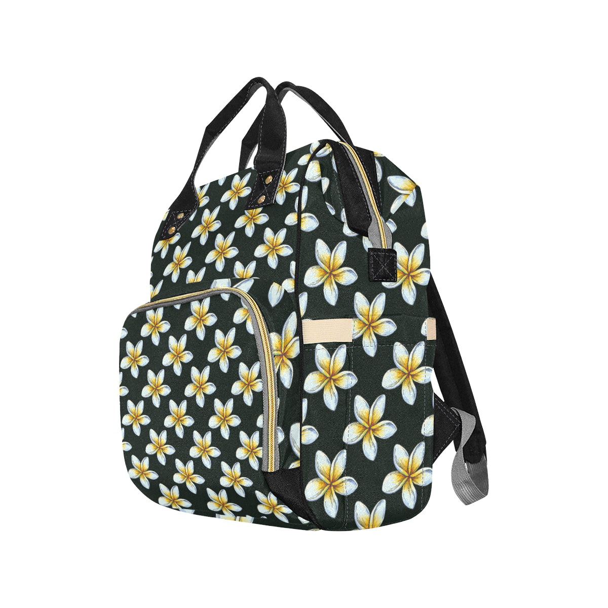 White Plumeria Pattern Print Design PM022 Diaper Bag Backpack
