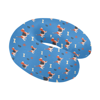 Basset Hound Pattern Print Design 02 U-Shaped Travel Neck Pillow