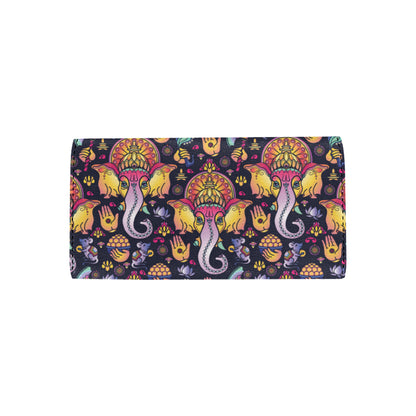 Ganesha Indian Pattern Print Design 03 Women's Trifold Wallet