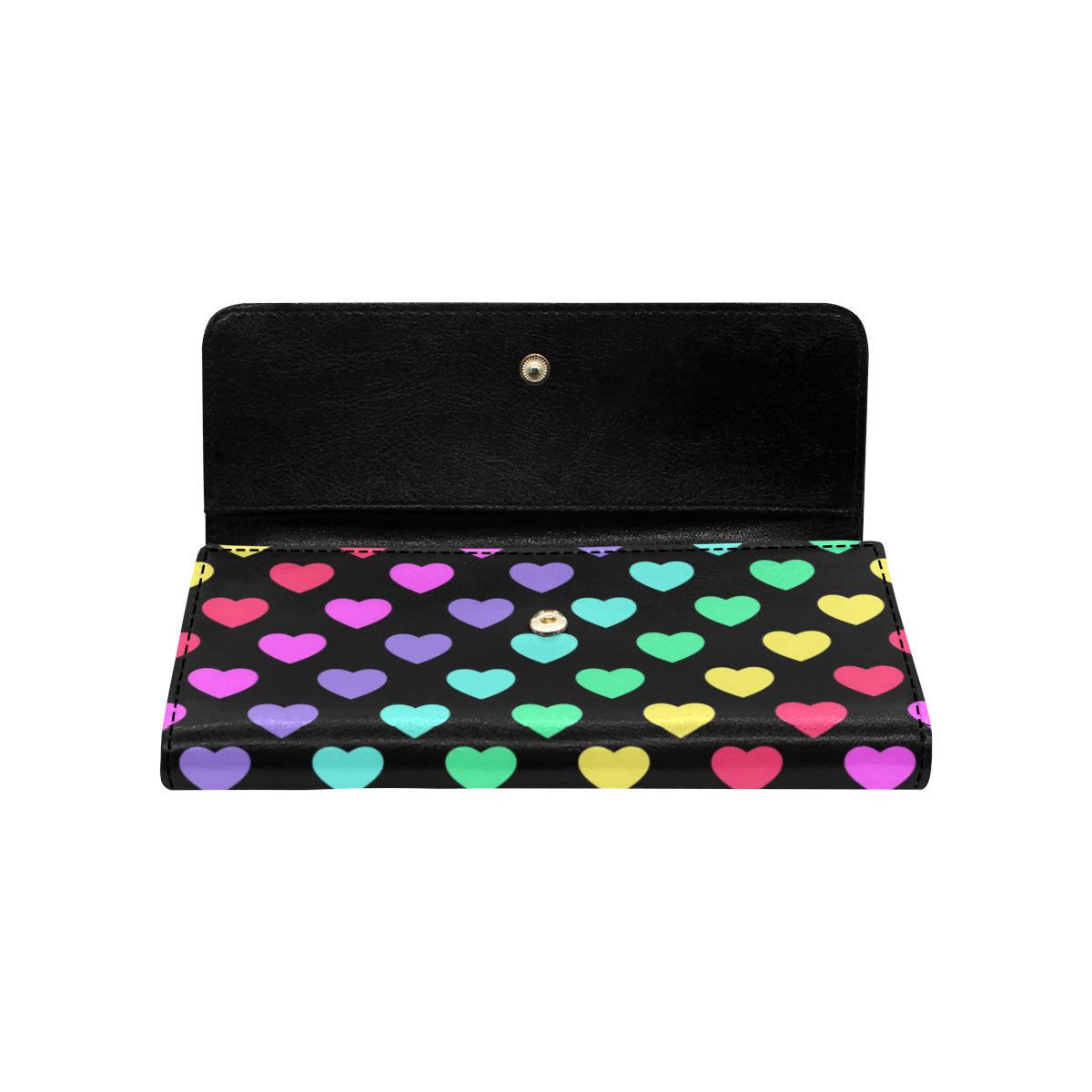 Heart Rainbow Pattern Print Design HE02 Women's Trifold Wallet