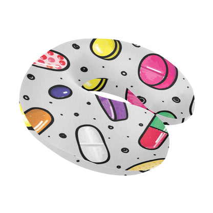 Pill Pattern Print Design A04 U-Shaped Travel Neck Pillow