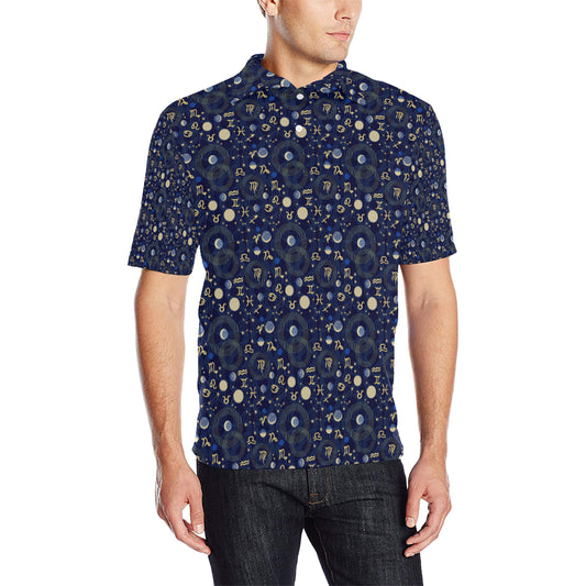 ZodiacThemed Design Print Men Polo Shirt