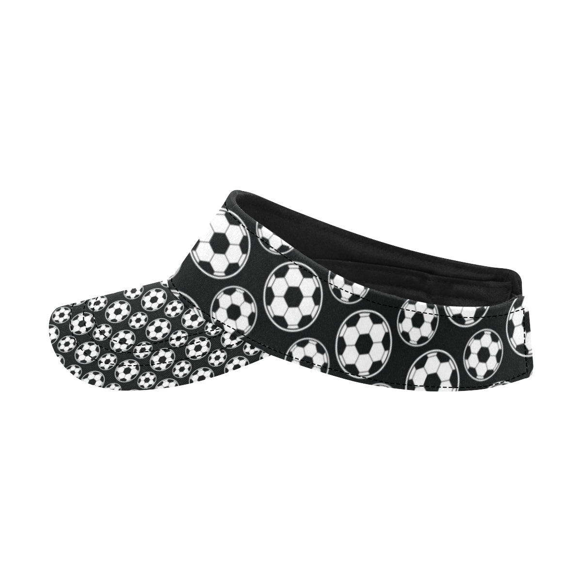 Soccer Ball Black Print Pattern Unisex Sun Visor