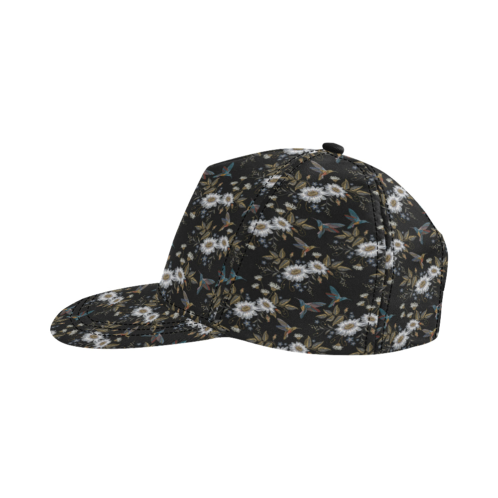 Hummingbird with Embroidery Themed Print Snapback Cap