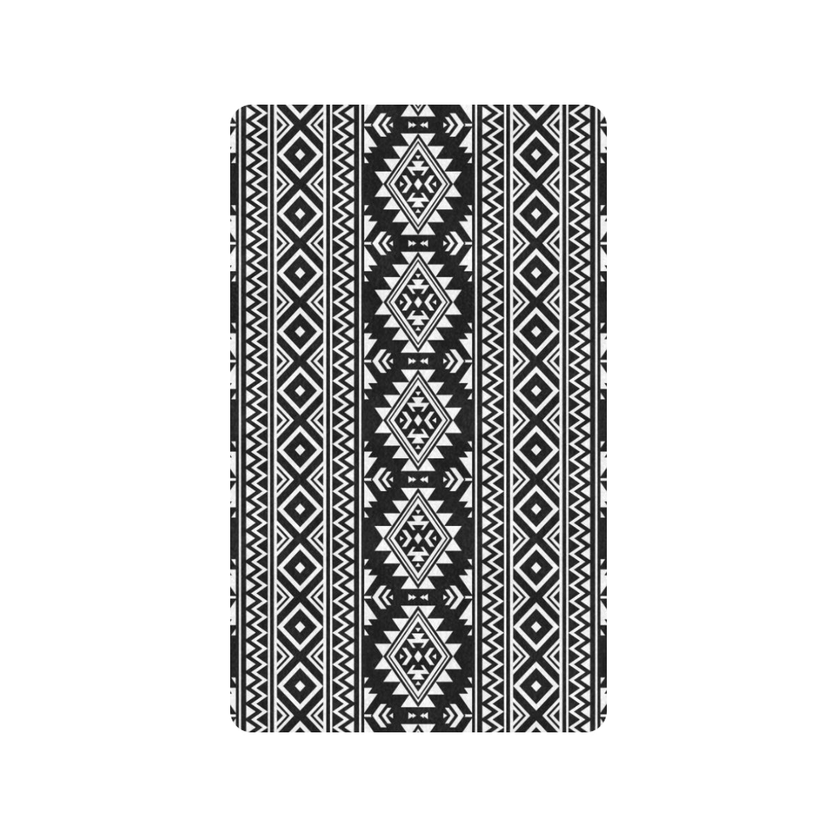 Aztec Black White Print Pattern Rubber Doormat
