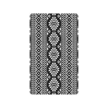 Aztec Black White Print Pattern Rubber Doormat