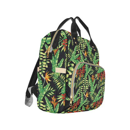 Hawaiian Flower Tropical Palm Leaves Diaper Bag Backpack