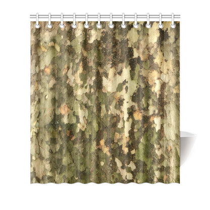 Camo Realistic Tree Texture Print Shower Curtain