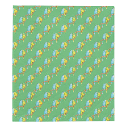 Budgerigar Pattern Print Design 01 Premium Quilt