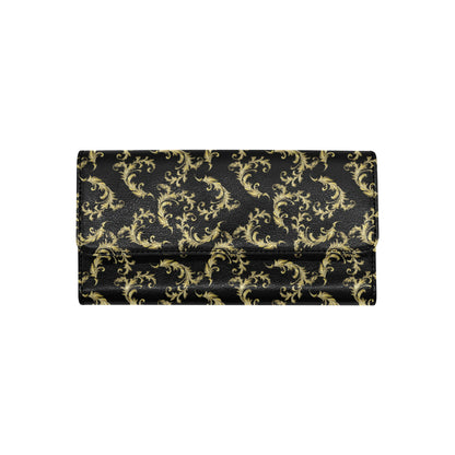 Baroque Golden Pattern Print Design 01 Women's Trifold Wallet
