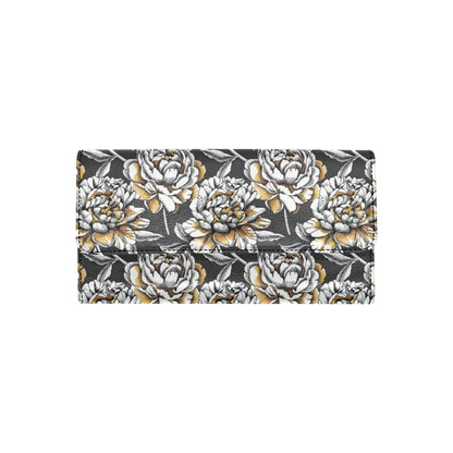 Peony Pattern Print Design PE06 Women's Trifold Wallet