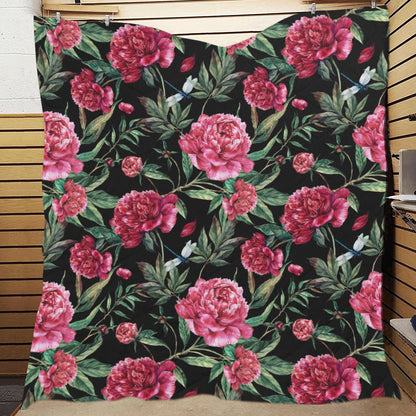 Peony Pattern Print Design PE04 Premium Quilt