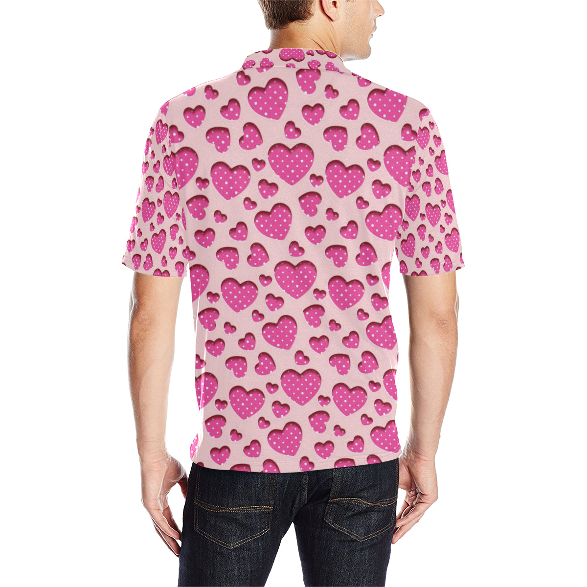 Heart Pink Pattern Print Design HE06 Men Polo Shirt