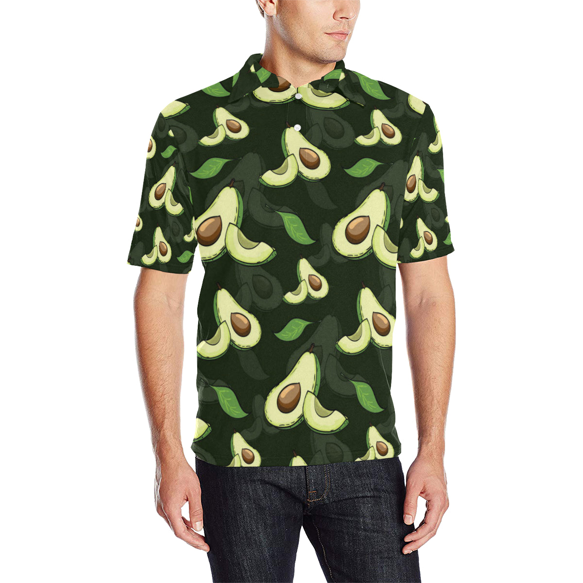Avocado Pattern Print Design AC07 Men Polo Shirt