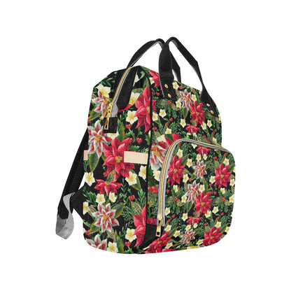Poinsettia Pattern Print Design POT05 Diaper Bag Backpack