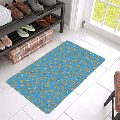 Trumpet Golden Pattern Themed Print Rubber Doormat