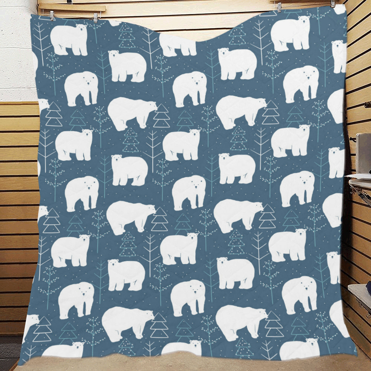 Polar Bear Pattern Print Design A01 Premium Quilt
