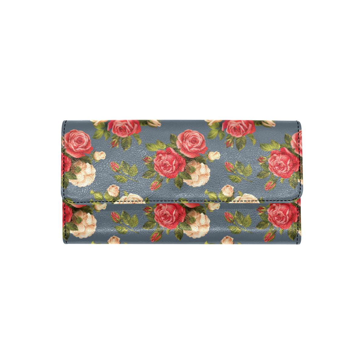 Rose Pattern Print Design RO017 Women's Trifold Wallet