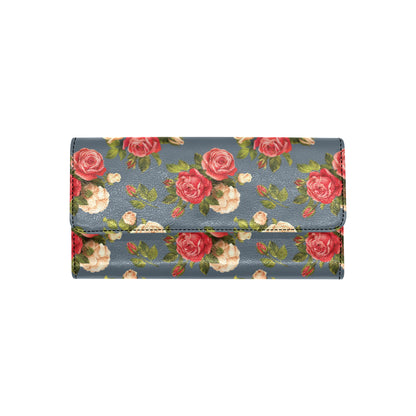 Rose Pattern Print Design RO017 Women's Trifold Wallet