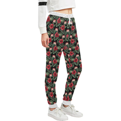 Flower Hawaiian Red Hibiscus Design Print Unisex Sweatpants
