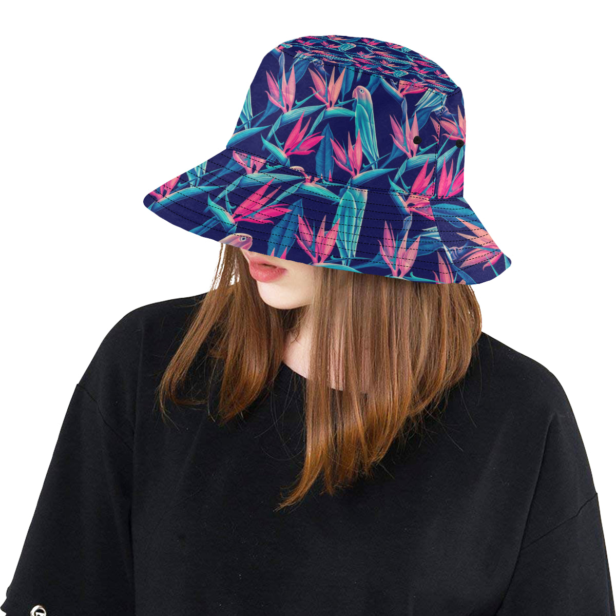 Tropical Flower Pattern Print Design TF024 Unisex Bucket Hat