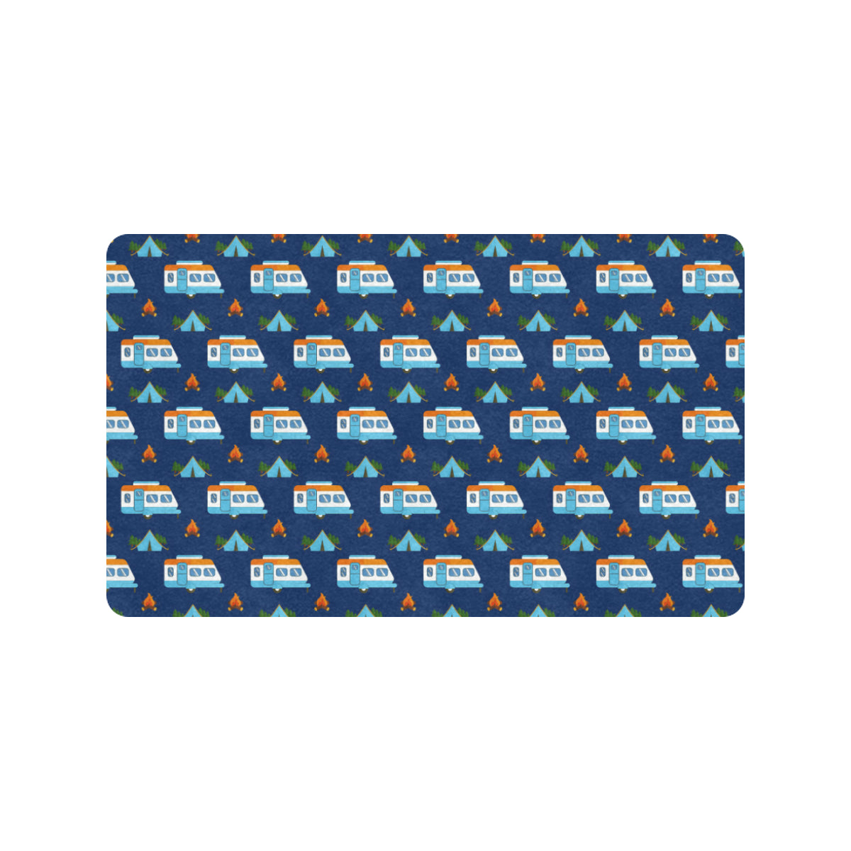 Camper Pattern Camping Themed No 3 Print Rubber Doormat