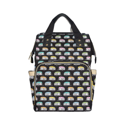 Camper Pattern Camping Themed No 2 Print Diaper Bag Backpack