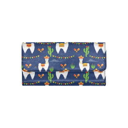 Llama Cactus Pattern Print Design 05 Women's Trifold Wallet