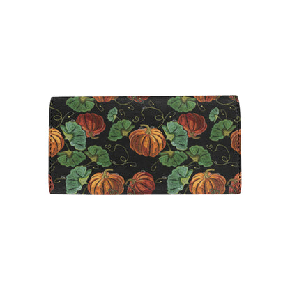 Pumpkin Pattern Print Design A02 Women's Trifold Wallet