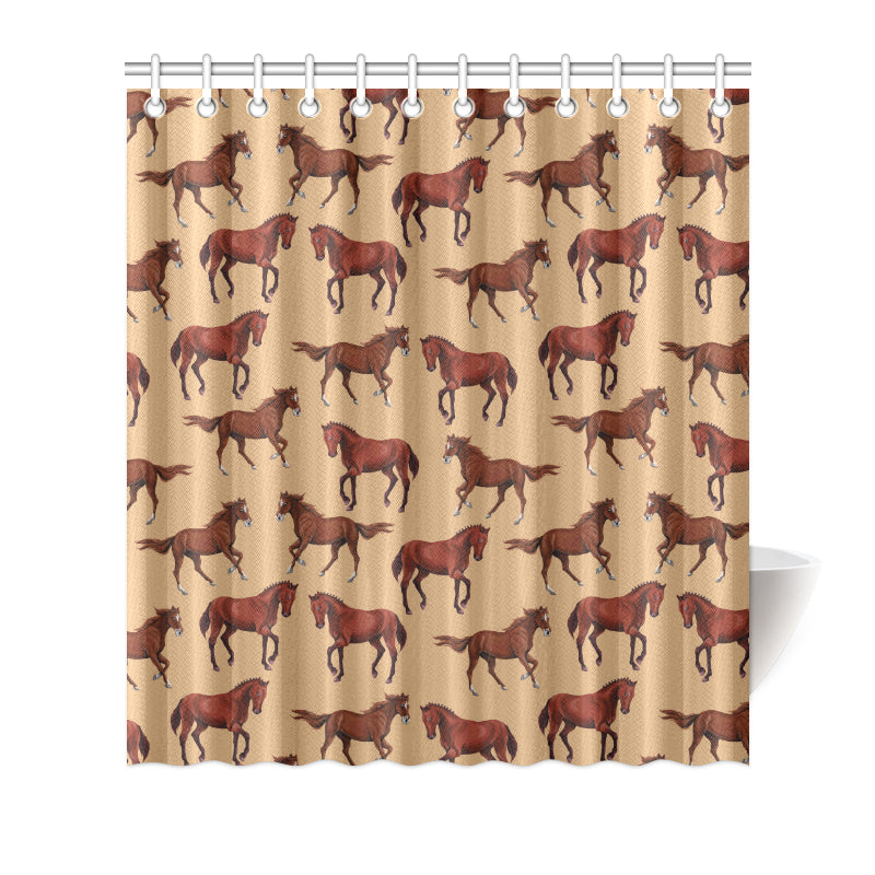 Brown Horse Print Pattern Shower Curtain